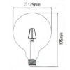 LED filament dekor izzó - G125 - 4 watt 440LM