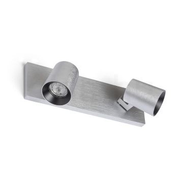Kép KENNY II felületre szerelhető  szálcsiszolt alumínium/fekete 230V LED GU10 2x8W