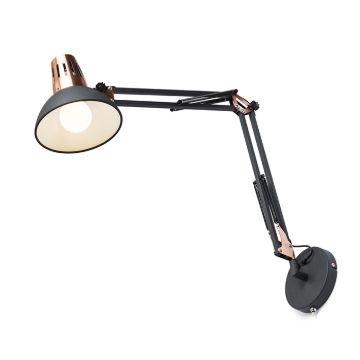 Kép ANTE fali lámpa fekete réz 230V LED E27 15W