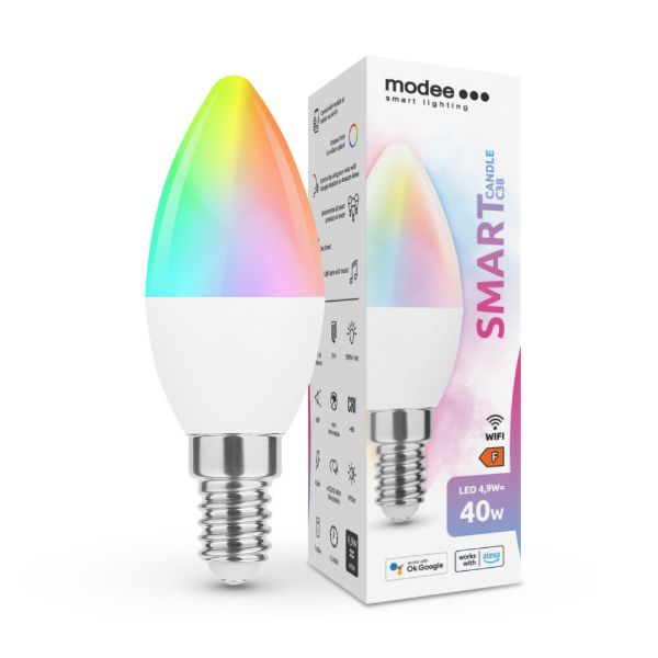 Modee LED Smart (Tuya Wi-Fi) Candle (Gyertya) C38 4,9W E14 180° RGB (470 lumen)