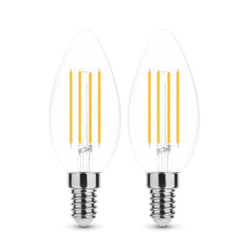 2 DB.LED Filament Canlde C35 7W E14 360° 2700K (806 lumen) szabályozható