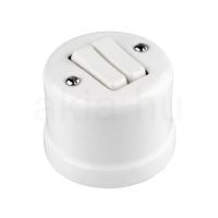 Porceláncsillárkapcsoló, falonkívüli, fehér, alternatív, 106+6