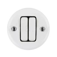 Porceláncsillárkapcsoló, falonkívüli, fehér, alternatív, 106+6