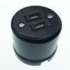 Fekete porcelán USB aljzat falon kívüli szereléshez