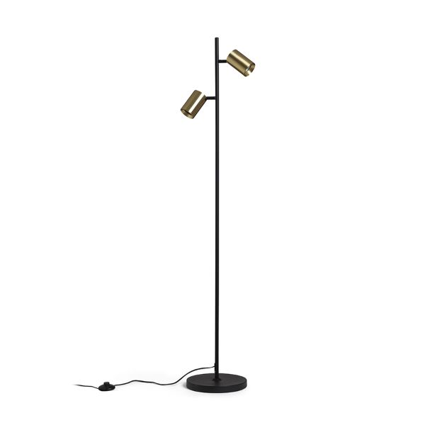 FLYNN II állólámpa  fekete/szálcsiszolt sárgaréz 230V LED GU10 2x9W