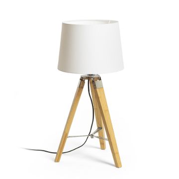 ALVIS/AMBITUS 30 asztali lámpa  Polycotton fehér/bambusz 230V LED E27 15W