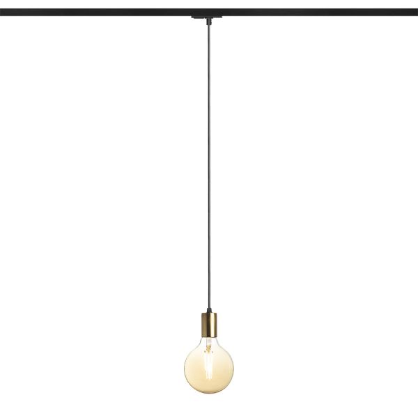 ARAQ egy áramkörös sínen függő lámpa  szálcsiszolt sárgaréz/fekete 230V LED E27 15W