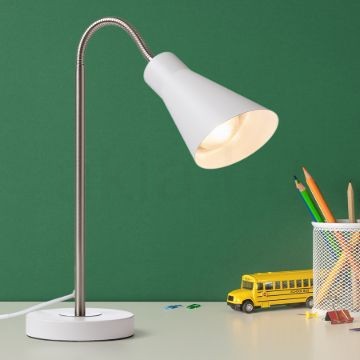 ANIKA asztali lámpa matt fehér matt nikkel 230V LED E27 15W
