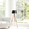 ALVIS/RIDICK állólámpa csillogó fekete arany fólia/bambusz/fekete 230V LED E27 15W