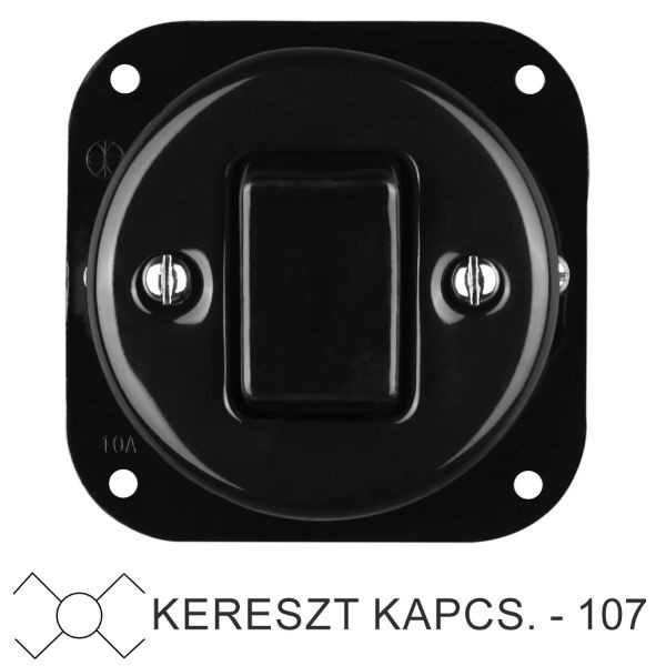 Kép Egyes billenő fekete porcelán kereszt-kapcsolóbetét