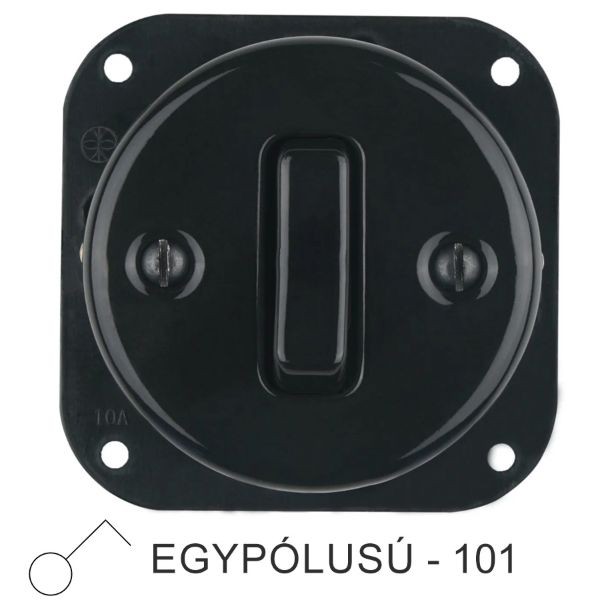 Kép Egyes billenő porcelán kapcsolóbetét, fekete, egypólusú