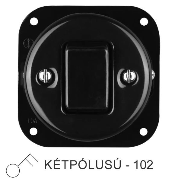 Kép Egyes billenő porcelán kapcsolóbetét, fekete, kétpólusú