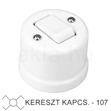 Fehér porcelán falon kívüli kereszt- billenőkapcsoló
