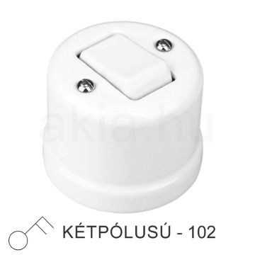 Fehér porcelán falon kívüli kétpólusú billenőkapcsoló
