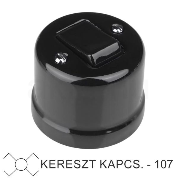 Kép Fekete porcelán falon kívüli kereszt- billenőkapcsoló