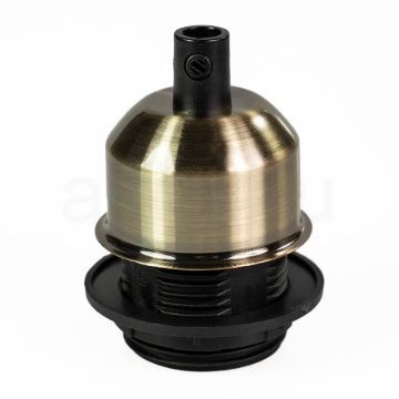 Antik bronz Edison E27 búratartós foglalat fém burkolattal
