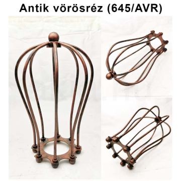 Antik vörösréz fém lámpa rács – csepp alakú, E27 búratartós rögzítéssel