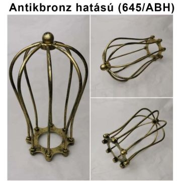 Antik bronz fém lámpa rács – csepp alakú, E27 búratartós rögzítéssel