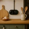 Retro fekete porcelán keret oldalsó és hátsó kábelbevezetéssel – 2-es