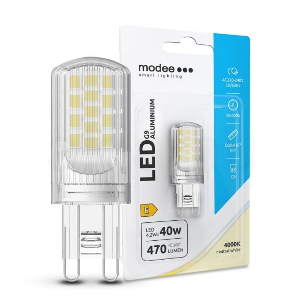 Modee Lighting LED Izzó G9 Aluminium 4,2W 4000K (470 lumen) ERP B1
