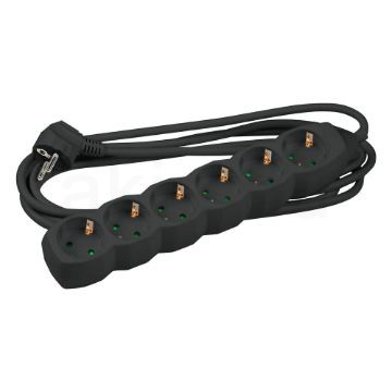 Technik Elosztó 6 utas 1,5m kábellel 1,5mm2 rézkábel (fekete) 16A